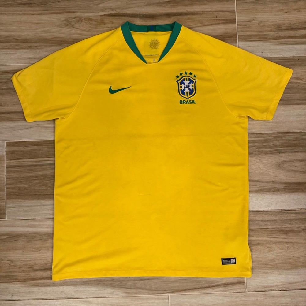 Nike Brazil CBF Soccer Jersey Yellow Green 2018 Moises Dri-FIT Mens XL